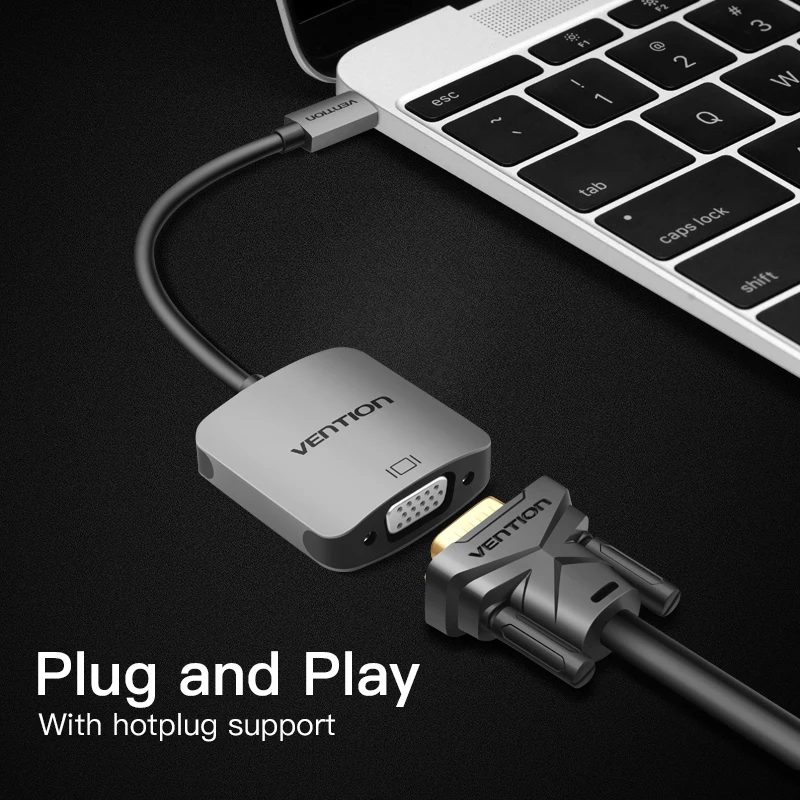 Vention USB C VGA адаптер Type c для 1080P 60 Гц Женский Для MacBook Pro ChromeBook Huawei Mate 10 адаптер|usb type-c to