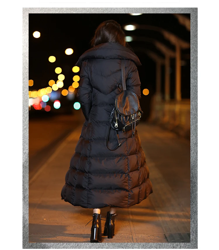 Новинка 2017 длинный однотонный тонкий плотный женский пуховик Офисная Женская