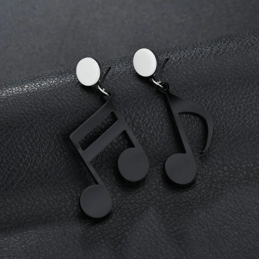 Terreau Kathy Black&ampWhite Women Musical Notes Earrings Ear Stud Party Jewelry Personalized New Punk Trendy Acrylic Music Earring |