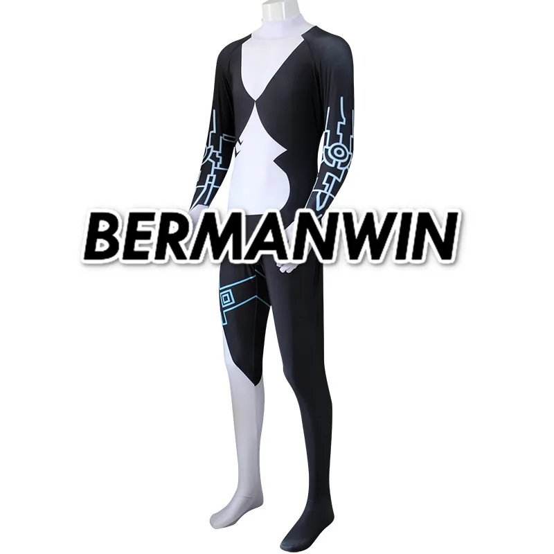 BERMANWIN высокое качество Сумеречная принцесса Midna костюм черный белый спандекс для