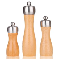 mokithand beech pepper mill food safe carbon steel grinder 5 6 8 wooden salt and pepper grinder hand movement kitchen tools