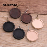 4pcs 25mm three color wood cabochon base setting blank stainless steel hooksdiy accessories for making earrings