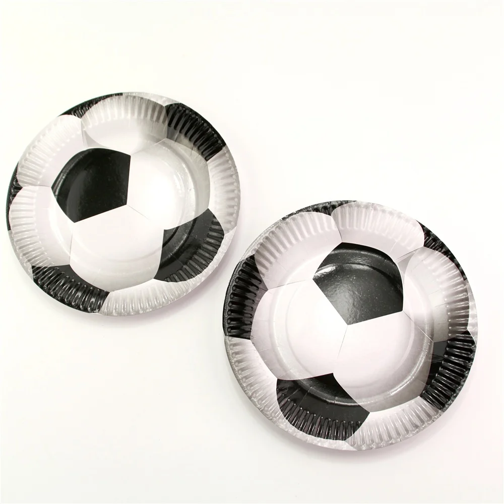 10pcs white plate 1 шт./лот, бумажная тарелка, Футбольная тематика, для детей, для мальчиков, с днем рождения, декоративная бумага для вечеринок, тарелка, 7 дюймов, вечерние принадлежности - Цвет: 10pcs white plate