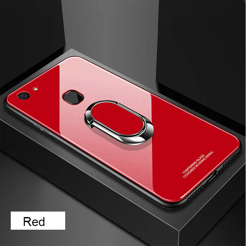 Red Закаленное Стекло чехол с магнитным кронштейном для Vivo V15 Pro V11 V11i V9 Y85 V7 плюс V5 V5S Y79 Y75 Y71 Y81 Y91 Y93 Y95 Y97 крышка чехол - Цвет: Red