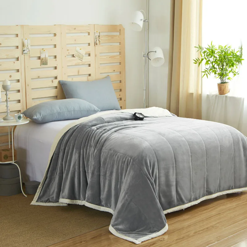 

Роскошное Двухслойное толстое теплое покрывало для кровати, зимнее флисовое покрывало, Манта, мягкое однотонное покрывало, домашний тексти...