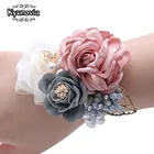 Свадебная бутоньерка Kyunovia с цветами для выпускного вечера, красная бутоньерка для мужчин, булавка для лацкана, бутоньерка для жениха, браслет для невесты, матери, корсаж FE98