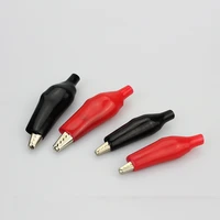 10pcslot 35mm metal alligator clip crocodile electrical clamp for testing probe meter red and black with plastic boot