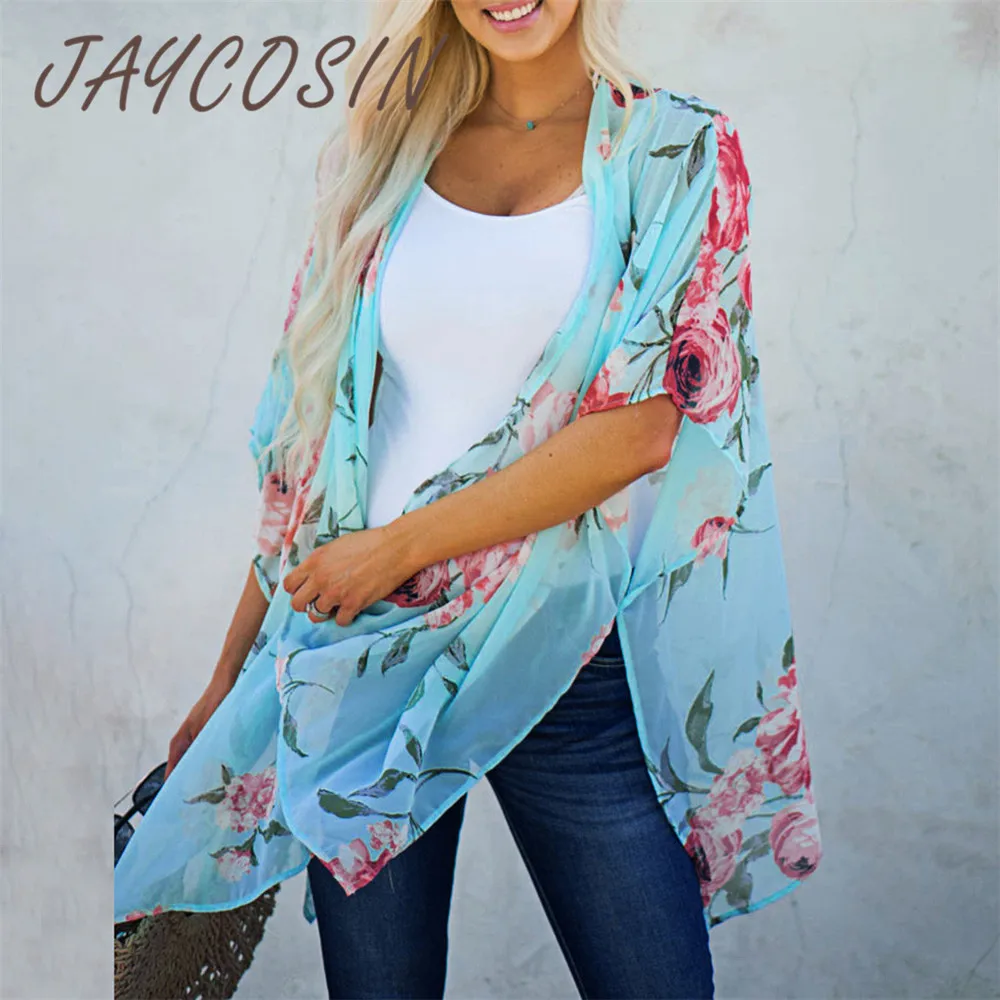 Одежда JAYCOSIN женская блузка с цветочным принтом шифоновые блузки 2019 летний