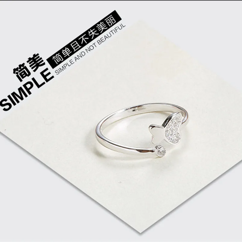 2017 новая мода высокое качество супер кристалл серебро 925 пробы кольцо с сердцем