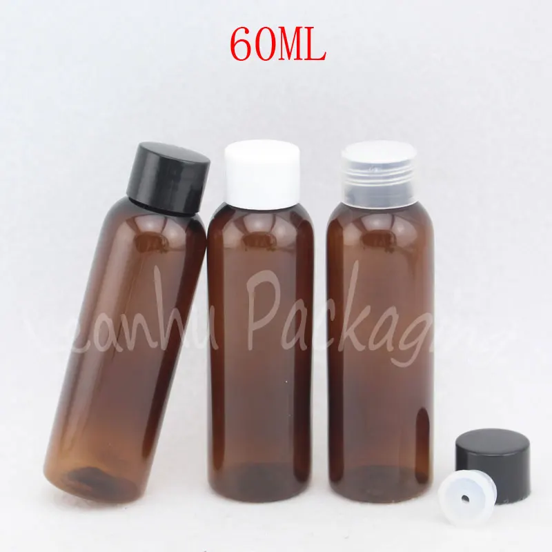 60 мл коричневая круглая пластиковая бутылка с винтовой крышкой 60CC для