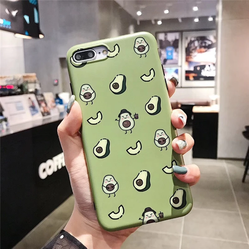 WTSZKL Милая задняя крышка авокадо для iPhone X XR XS MAX Mobile Shell еда кокосовый узор мягкий IMD