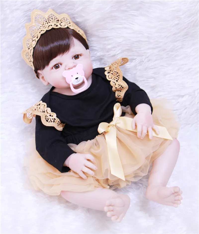 

55cm Full Silicone Reborn Baby Doll Toy 22inch Newborn Princess Babies Alive Doll With Pacifier Girl Bonecas Christmas Gift