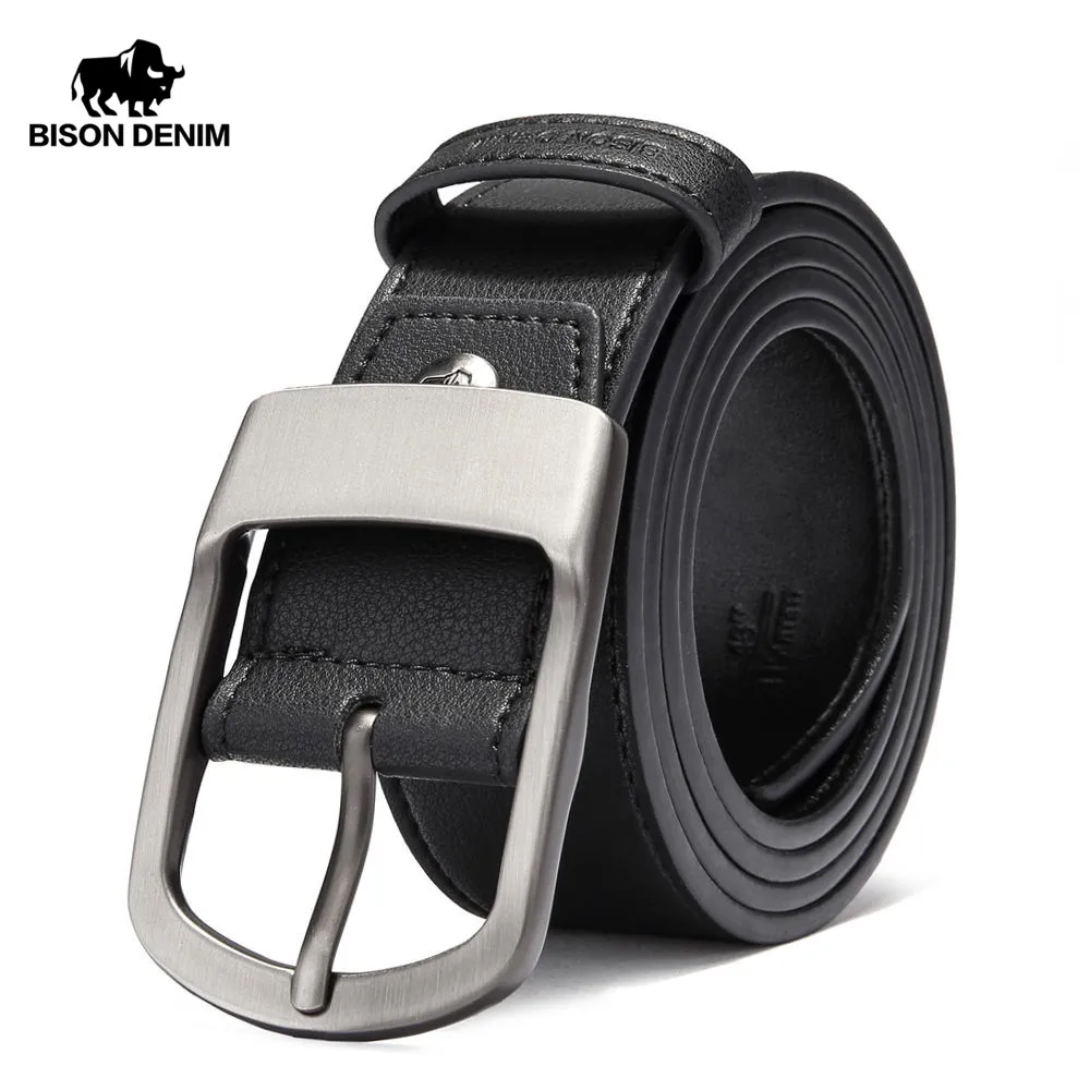 Мужской ремень BISON DENIM повседневный из коровьей кожи с пряжкой 3 5 см N71405|Мужские