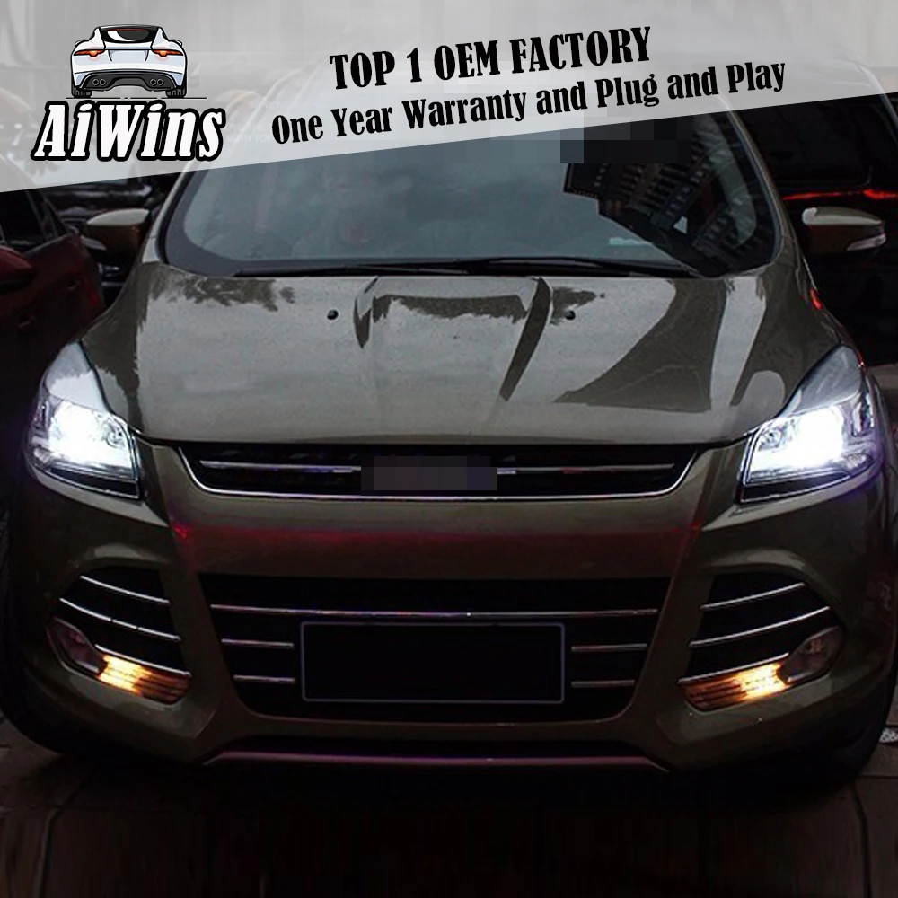 Aiwins автомобильный Стайлинг для фар Kuga Новый поход Оригинальный светодиодный DRL Bi