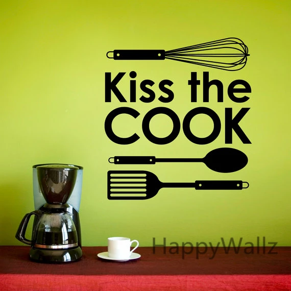 

Kiss The Cook Kitchen Quote Wall Sticker DIY Family Home Kitchen Wall Decal Decorative Quote Kitchen Vinyl Wall Art Decal Q106