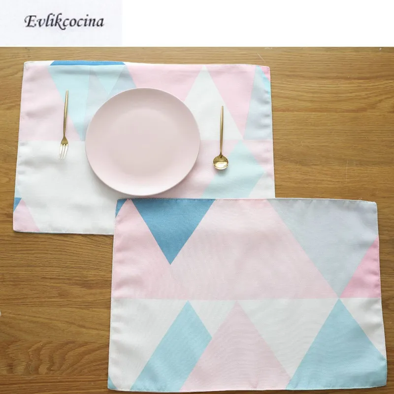 Бесплатная доставка, европейские синие и розовые большие тройные аксессуары, тканевые коврики, подставки для обеденного стола, подставки для камина