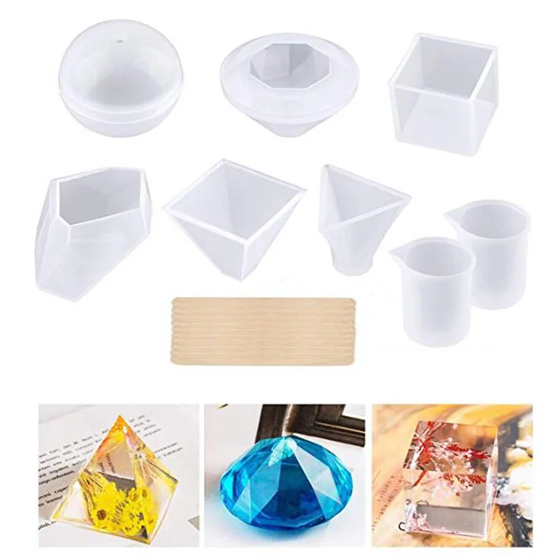Set mold 18 sets of diy crystal Epoxy tool set Diamond jewelry silicone mold combination