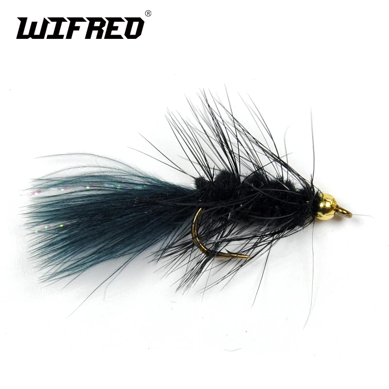 Wifreo 10 шт. 8 # стример шерстяной буггер черного цвета с хрустальным мигающим