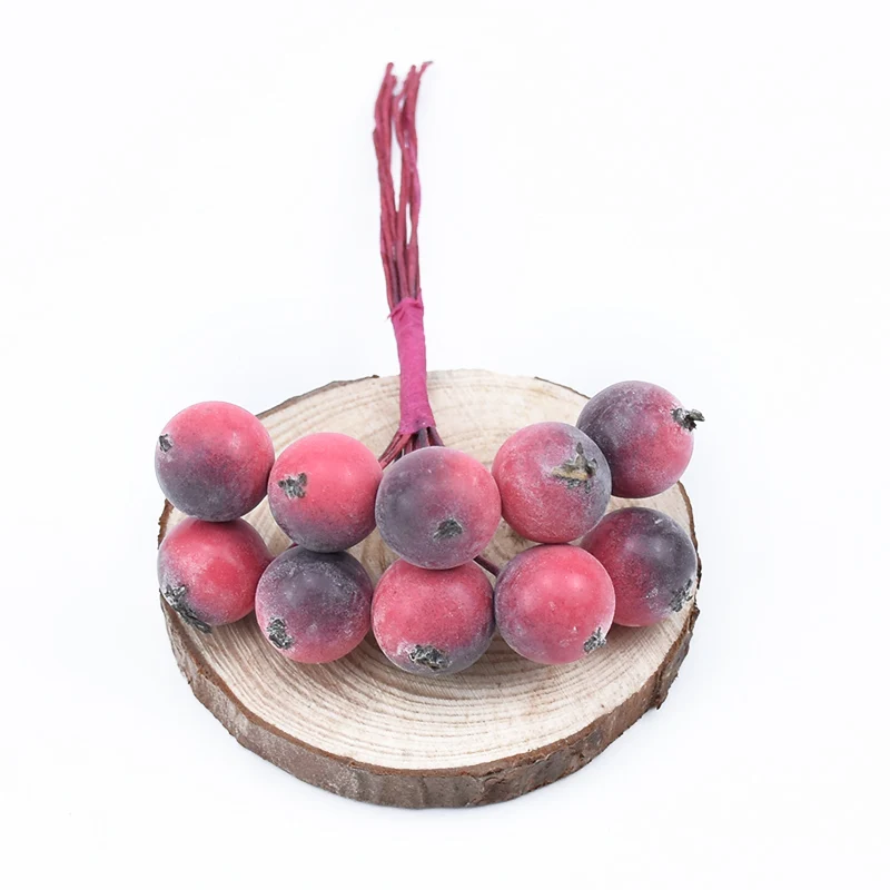 10pcs Christmas decorative flowers wreaths Handmade home decor accessories scrapbooking Cherry diy gifts box artificial plants