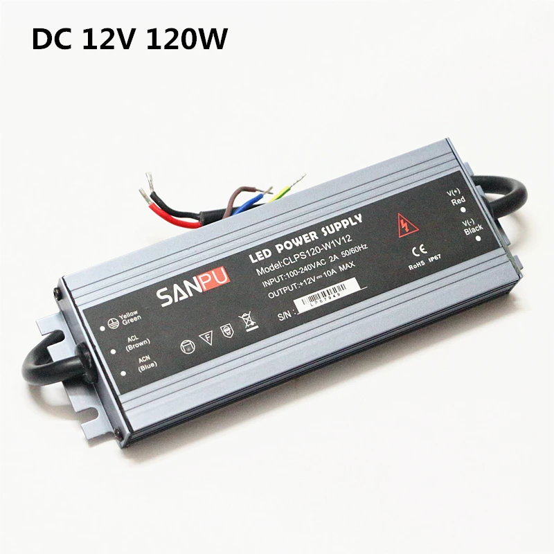Ультра тонкий IP67 Водонепроницаемый Светодиодные ленты Питание AC100-240V 110 В 220 В к DC12V Светодиодный драйвер 60 Вт 100 Вт 120 вт 150 Вт 200 Вт Адаптеры питания