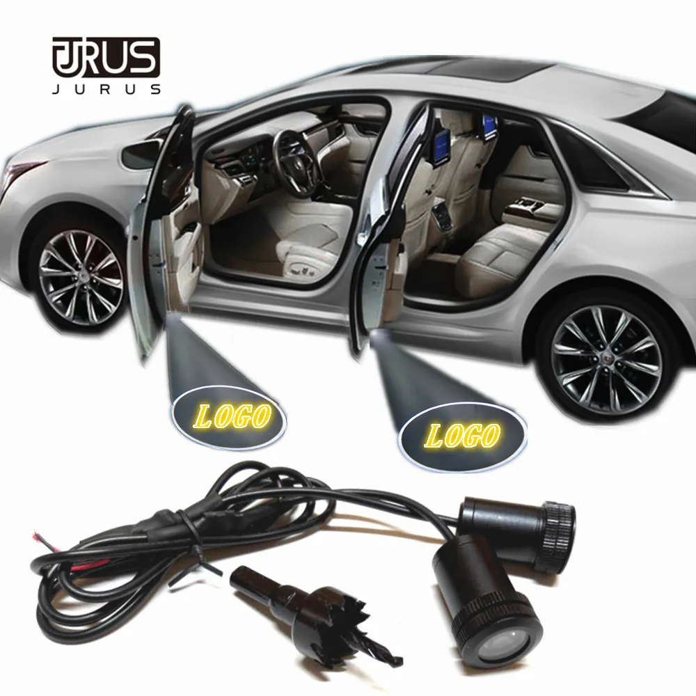 

JURUS 2Pcs Ghost Shadow Light Welcome Lamp Laser Projector Led Auto Door Warning Light For Renault Logan For Alfa Romeo Logo
