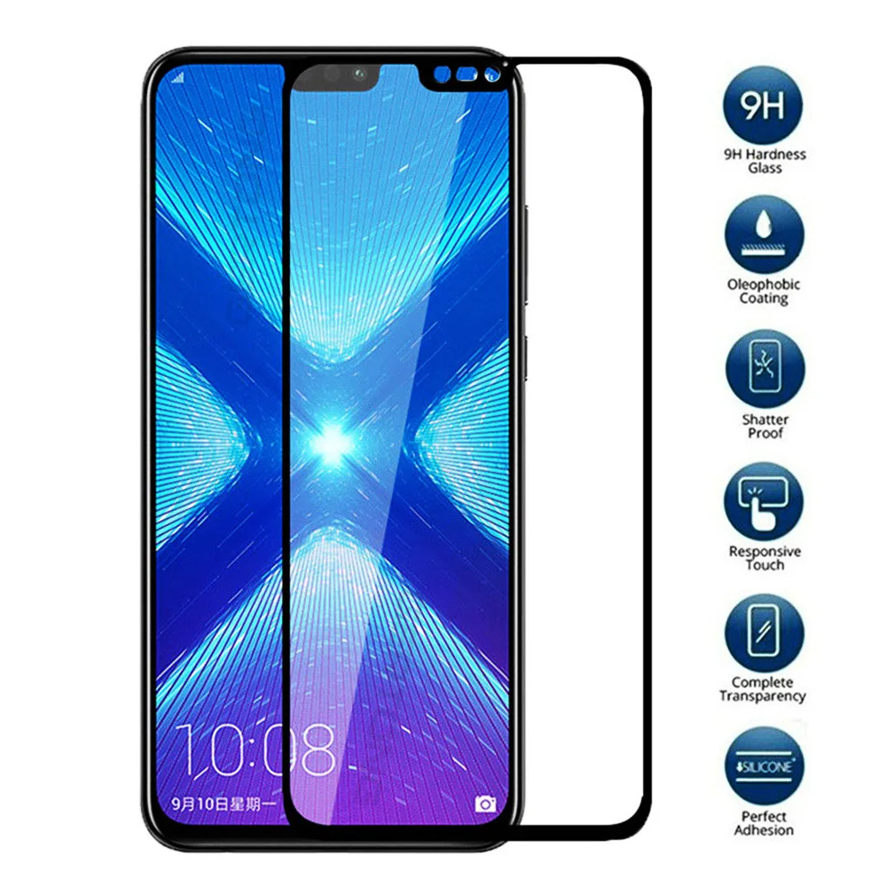 Закаленное стекло с полным покрытием для Huawei Honor 8X 9X Pro протектор экрана синяя