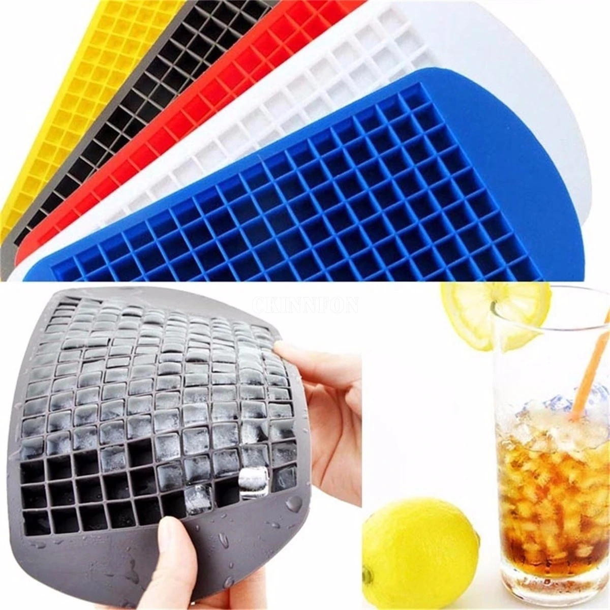 

100Pcs/Lot 150/160 Ice Cubes Frozen Cube Bar Pudding Silicone Tray Mould Tool DIY