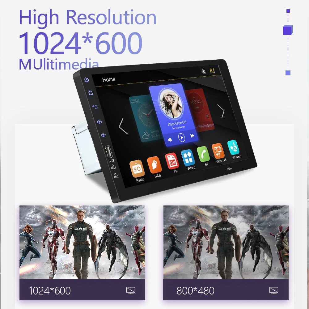 Mirror link Android Auto Car radio 9 inch Touch Screen Bluetooth Steering Wheel Control MP5 Player One Din Autoradio