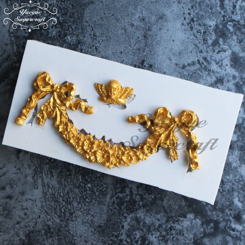 Yueyue Sugarcraft цветочная гирлянда с лентами силиконовая форма помадка для украшения