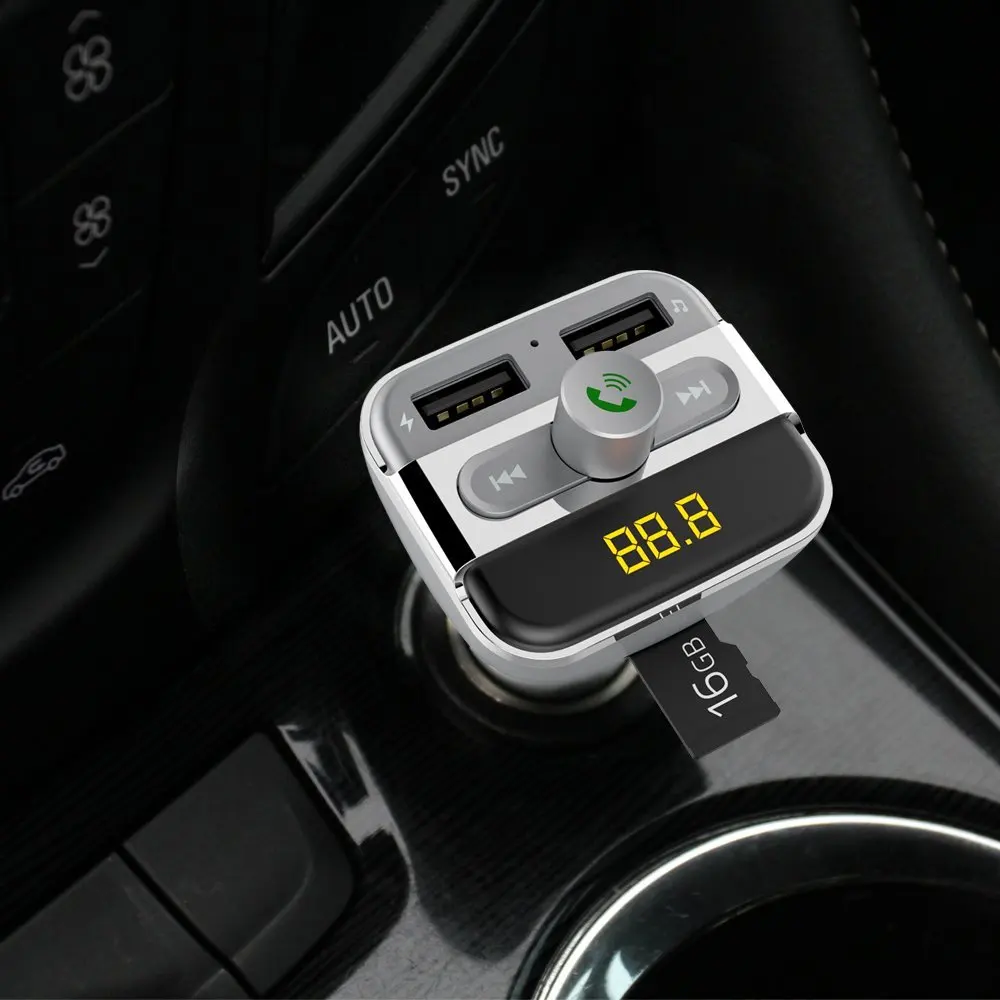 Nulaxy Dual USB Зарядное устройство Порты и разъёмы Беспроводной Bluetooth FM передатчик
