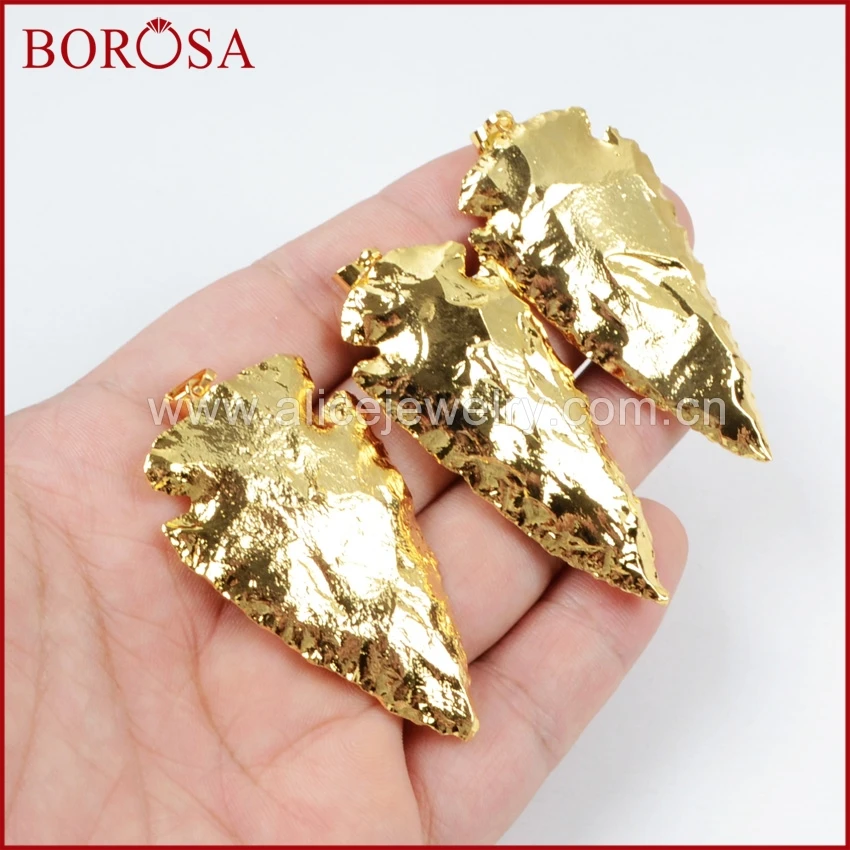 Распродажа BOROSA 5/10 шт. наконечник стрелы полный золотой цвет натуральные