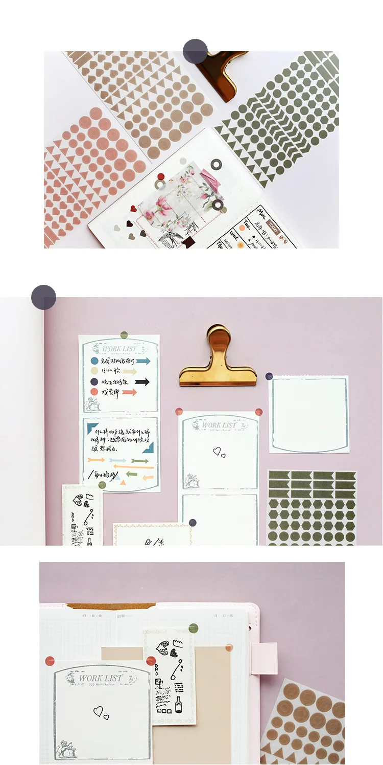 Lovedoki Dokibook Новые DIY милые Kawaii Наклейки планировщик блокнот декоративные наклейки Золотой Розовый горошек Круг Стрелка
