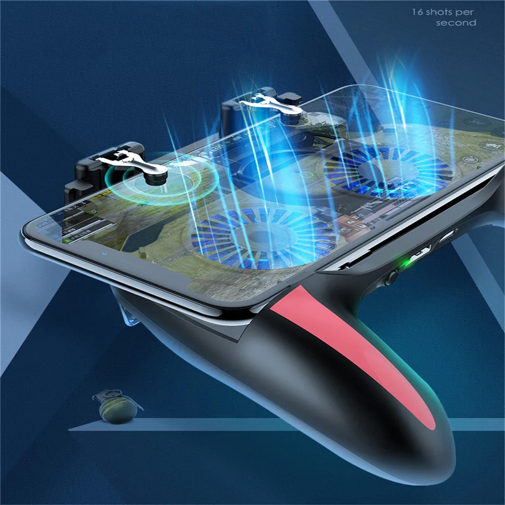 Двойной кулер излучающий геймпад для мобильного контроллера PUBG для iphone Android мобильный телефон PUBG джойстик с двойным охлаждающим вентилятором