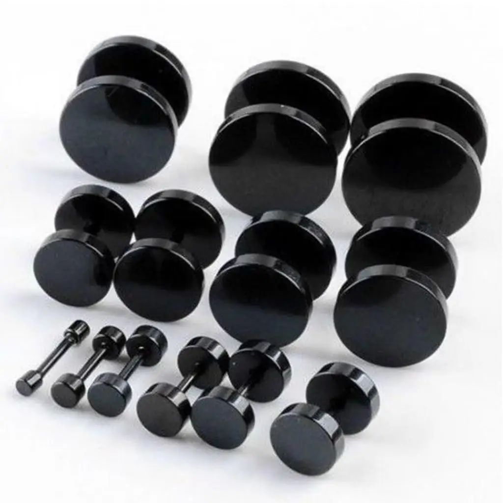 MJARTORIA Men Cool Punk Round Black Stainless Steel Ear Stud labret Lip Piercing Earrings 3-14mm Fashion Gothic Jewelry | Украшения и