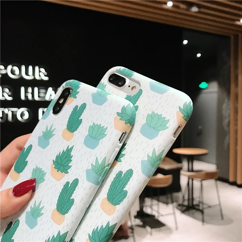Sdreefge Green Plant Cactus Anti-stain Soft Shell Cover For iPhone X 6 6S 7 8 plus Phone Case iphone XR XS Max |