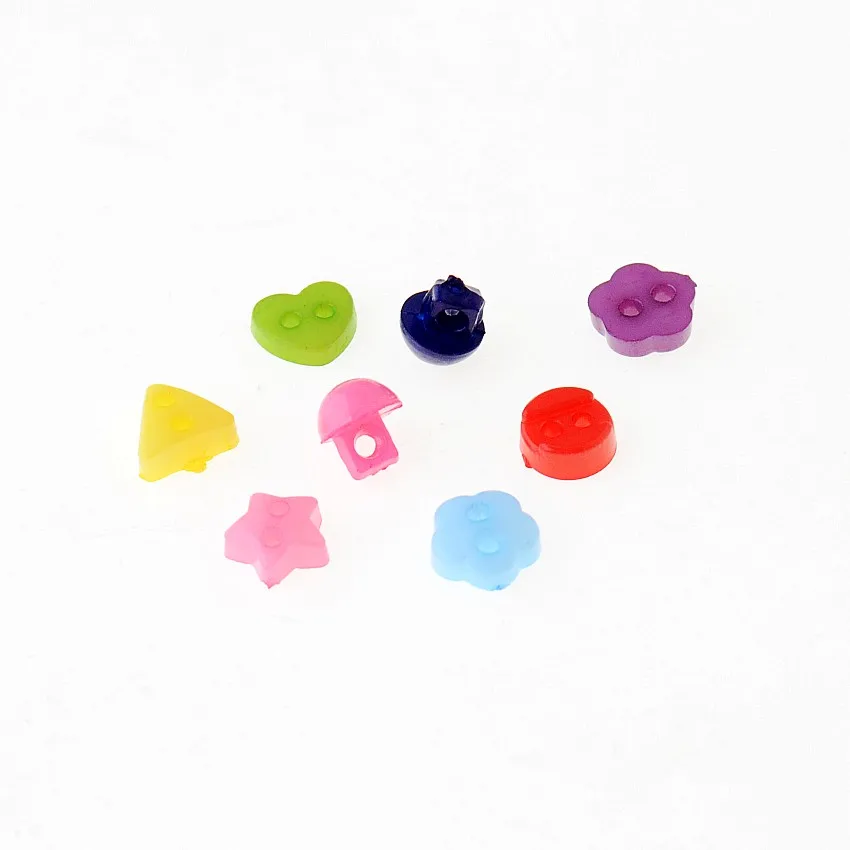 Милые богато красочные полимерные пуговицы 300 шт. смешанные с 2 отверстиями 6 мм