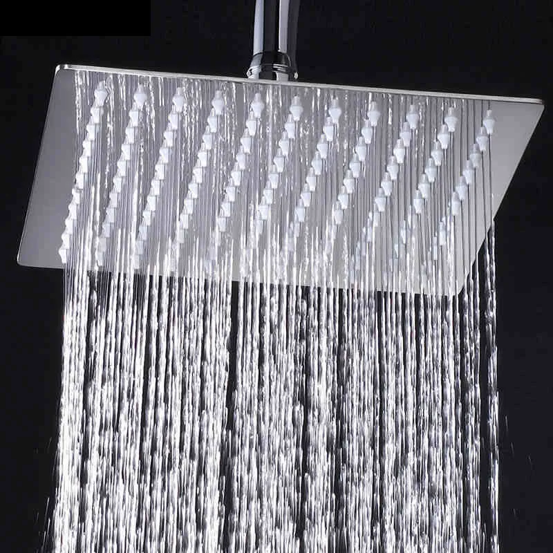 Wall Mounted Chrome Ultrathin Square 8&quot Shower Head + Brass Arm 150cm Srainless Steel Hose | Обустройство дома