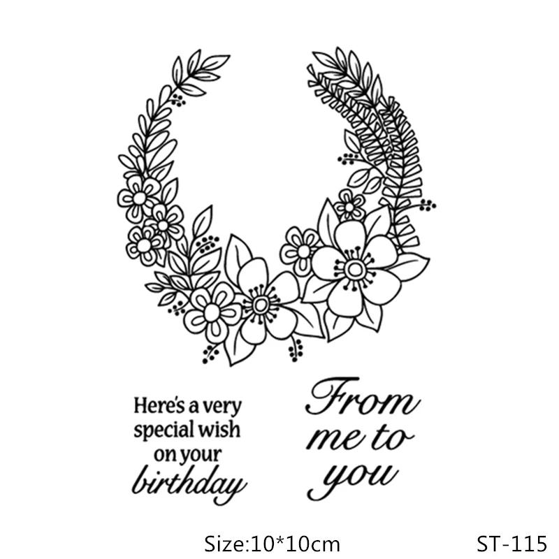 ST-115 AZSG Blooming Flowers Butterfly Clear Stamps For DIY Scrapbooking Decorative Card making Craft Fun Decoration Supplies 14x14cm - Color: ST-115