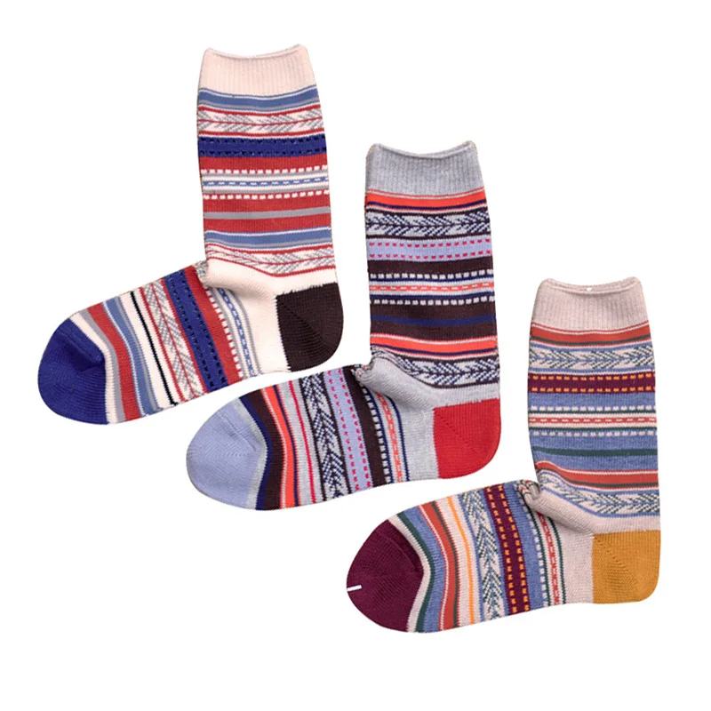 

5 Pairs Men Women Unisex Couples Socks Sock Men Vintage National Style Pattern Design Socks Autumn Winter Thicker Warm Sox Meias