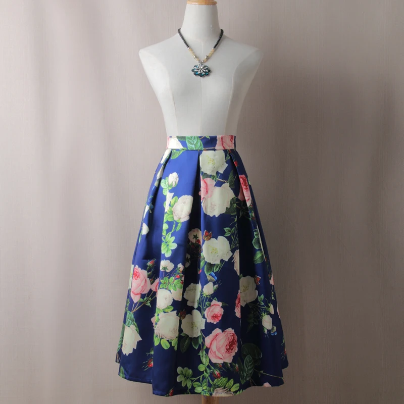 

BACHASH Painting Skirts New 2018 Spring Summer Autumn Vintage Printed Ball Gown Flared Tutu Casual High Waist Ladies Long Saia
