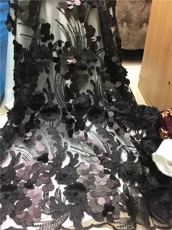 African lace fabrics french High Quality bridal 3D Flower Sequins beaded nigerian tulle fabric For Wedding Dress gold | Дом и сад