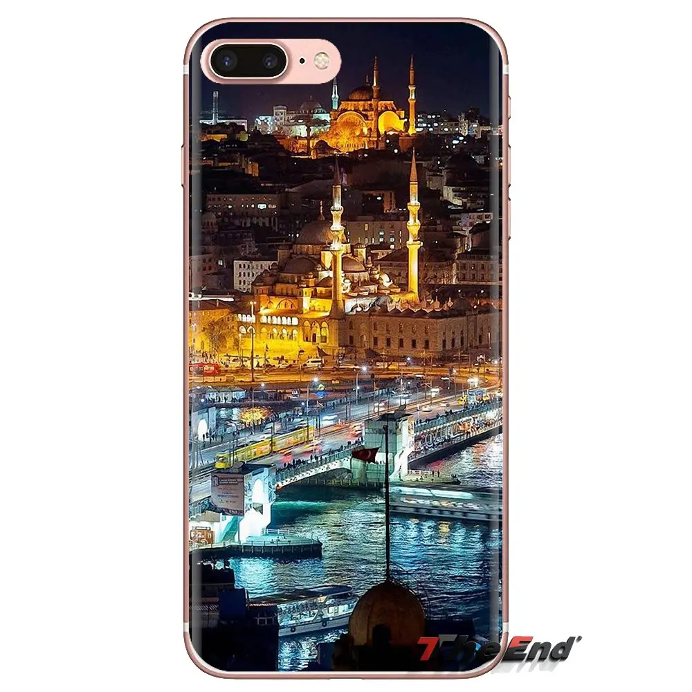 For Samsung Galaxy S3 S4 S5 Mini S6 S7 Edge S8 S9 S10 Plus Note 3 4 5 8 9 TPU Transparent Skin Cover European city Istnbul Night |