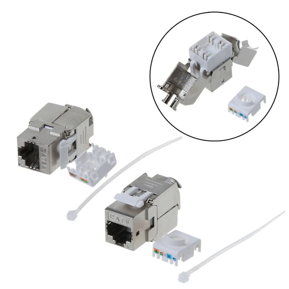 1 шт. RJ45 Keystone Cat6 Cat6A Экранированный FTP цинковый сплав модуль Jack сетевой разъем