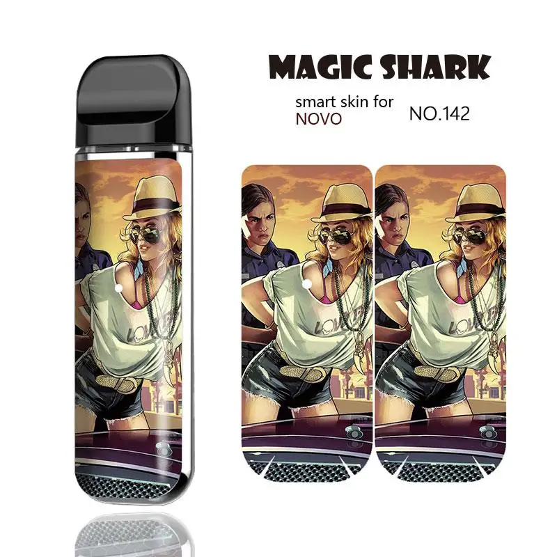 Волшебная Акула Toroto Cherry Skull GTA Mario Evil Crayon Shinchan V-Vendetta Пленка чехол наклейка для Smok Novo 131-150 - Цвет: 142