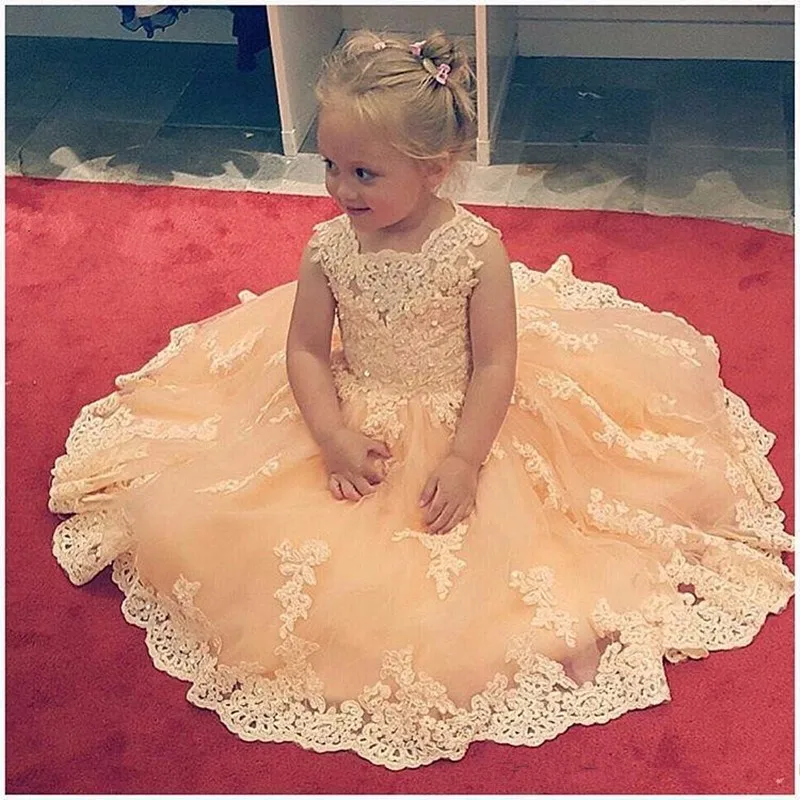 

vestidos de comunion Formal Pageant Dresses Ball Gown Lace Flower Girl Dresses Kids Christmas Dress Girls First Communion Dress