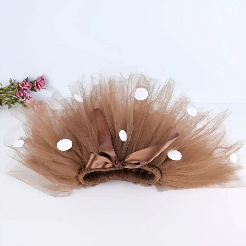 Пышная юбка пачка с коричневым оленем Фатиновая для первого дня рождения