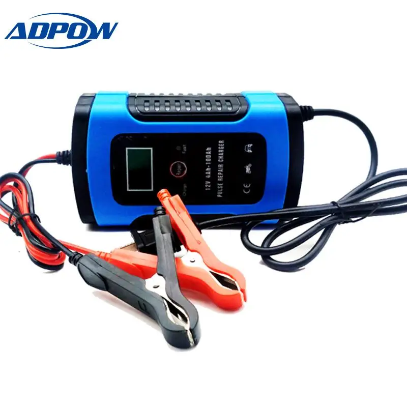 ADPOW 12v 6A LCD Display Car Battery Charging Automatic Pulse Repair 110v-220v Lead Acid Charger Intelligent 4Ah-100Ah |