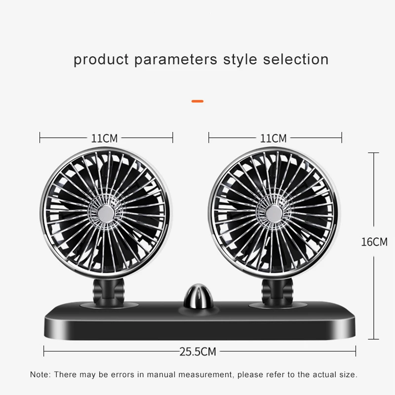 

Kbxstart Car Fan 12V/24V Dual Head Low Noise Powerful Cooling Electric Fan Portable Rotatable Air Cooling Fan For Car Track