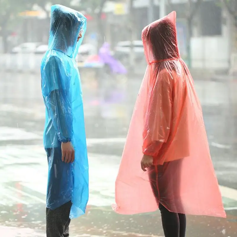 Disposable Raincoat Adult Emergency Waterproof Hood Poncho Travel Camping Must Rain Coat Unisex Impermeable | Дом и сад