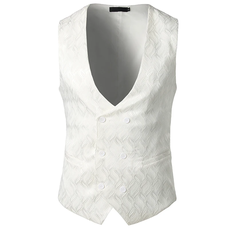 Жилет мужской белый зеленый черный жилет из жаккардовой ткани размеры S M L